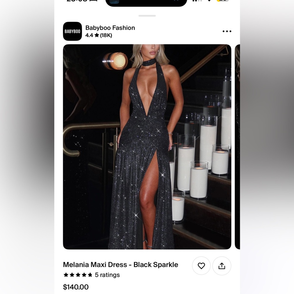 Black Plunge Neck Sleeveless Backless Gown